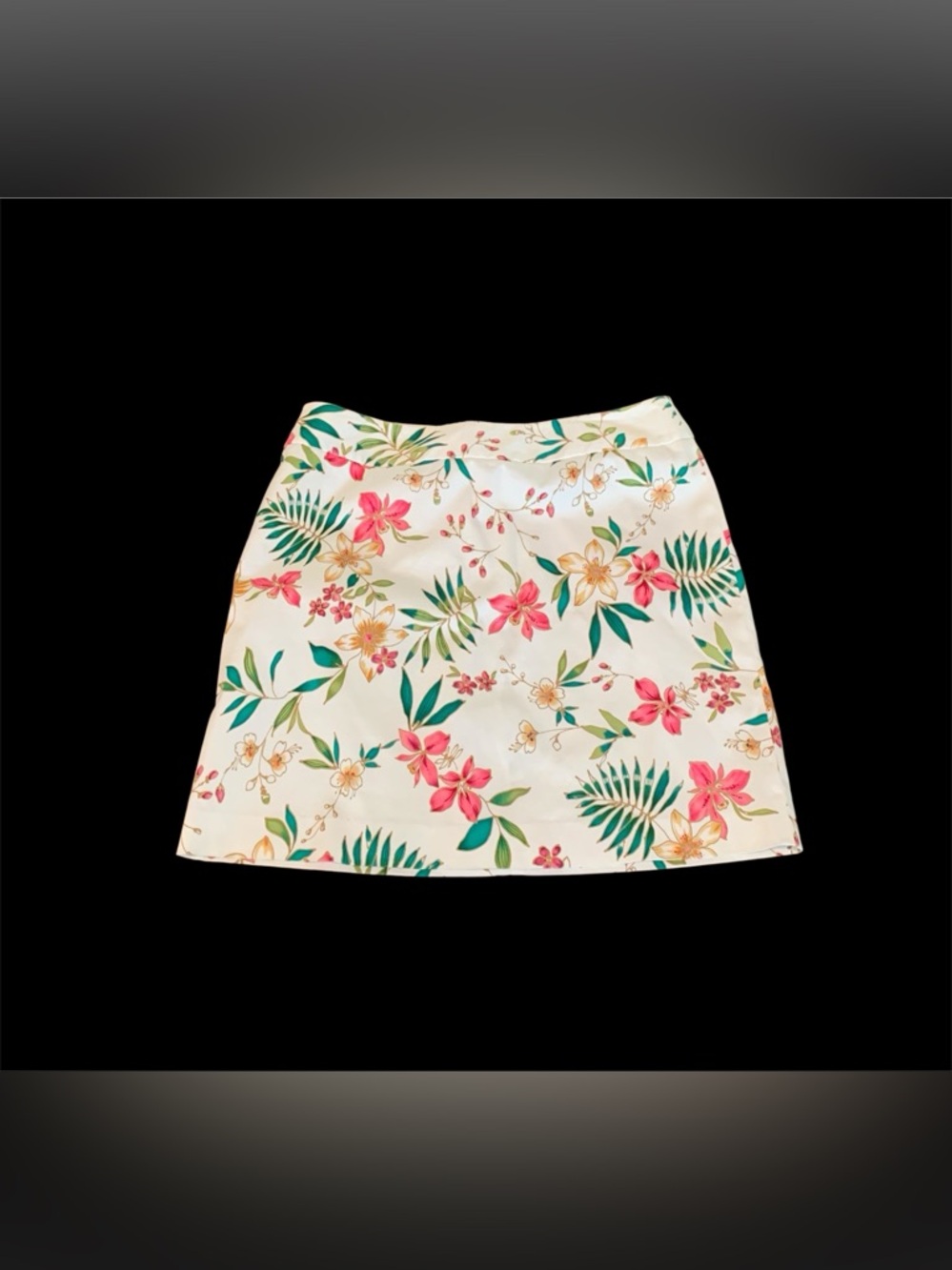 Rafaella Floral Tropical Mini Skirt Size 12 Cotton Blend Vacation Summer Casual